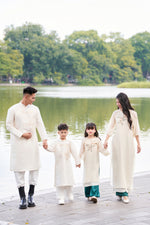 Cream-White An Xuan Matching Family Ao Dai | Áo Dài Gia Đình