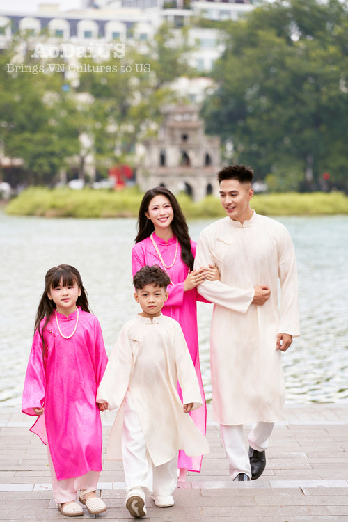 Pink Doan Vien Matching Family Ao Dai | Áo Dài Gia Đình