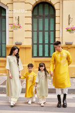 Green-Yellow An Xuan Matching Family Ao Dai | Áo Dài Gia Đình
