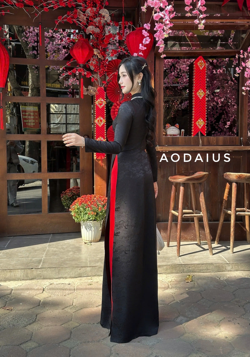 BLACK Silk Ao Dai For Women NO Pants | Áo Dài Truyền Thống