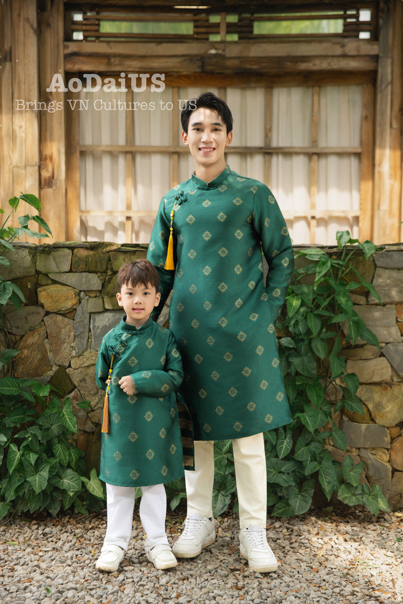 Green Yellow Tuyet Mai Matching Family Ao Dai | Áo Dài Gia Đình