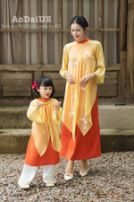 Green Yellow Tuyet Mai Matching Family Ao Dai | Áo Dài Gia Đình