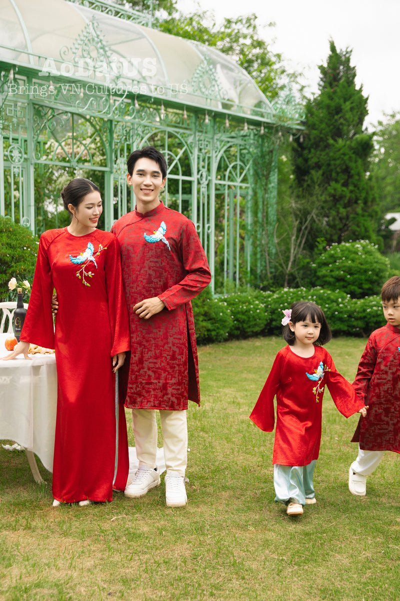 Red Yen Thu Matching Family Ao Dai | Áo Dài Gia Đình