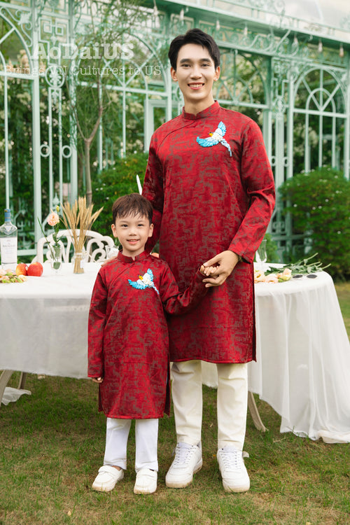 Red Yen Thu Matching Family Ao Dai | Áo Dài Gia Đình