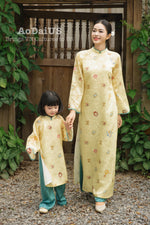 Green Yellow Tuyet Mai Matching Family Ao Dai | Áo Dài Gia Đình (Copy)