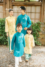 Green Yellow Tuyet Mai Matching Family Ao Dai | Áo Dài Gia Đình (Copy)