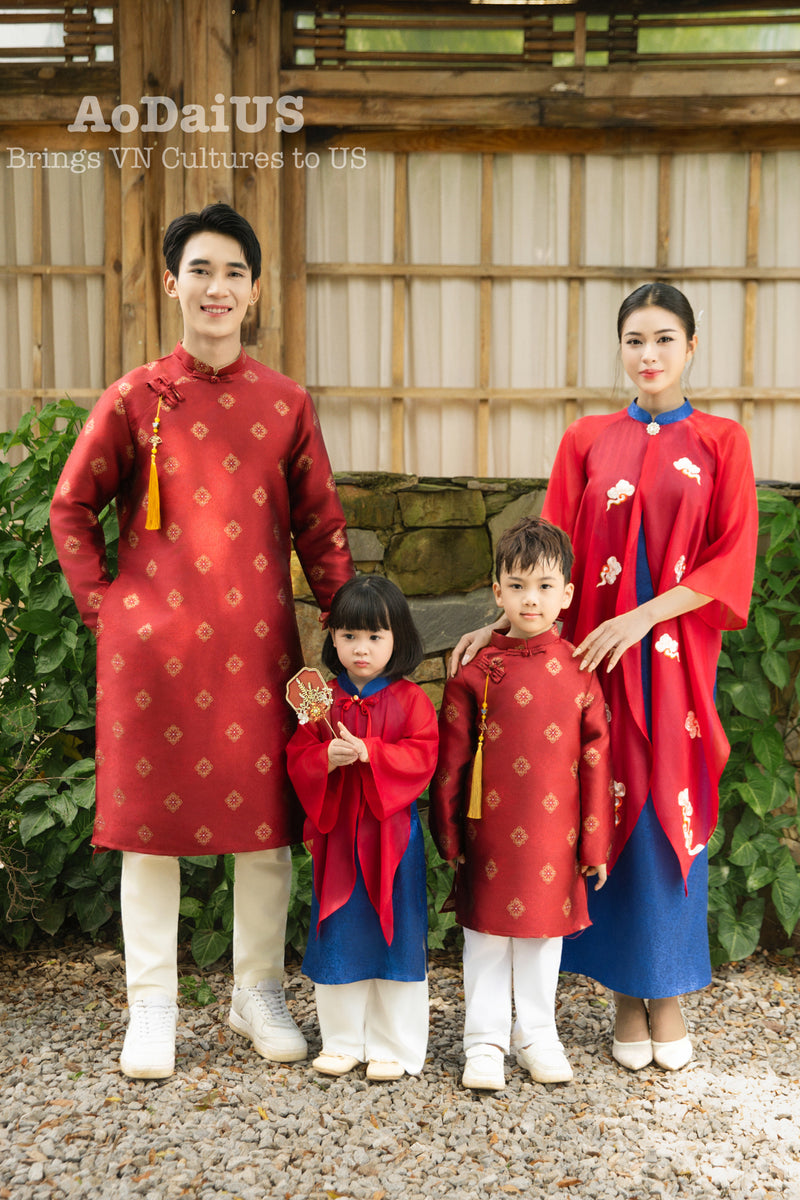 Red Tuyet Mai Matching Family Ao Dai | Áo Dài Gia Đình