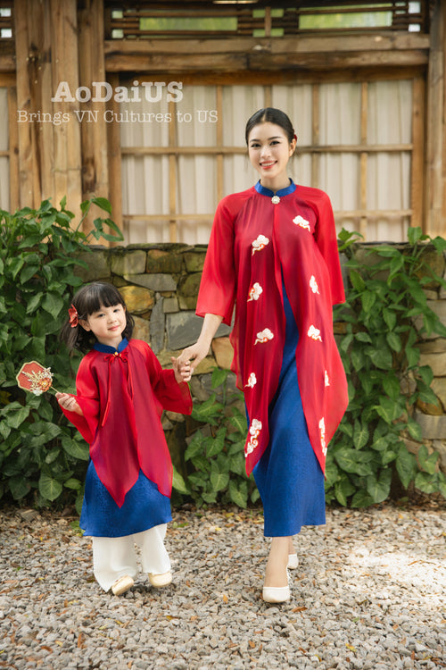 Red Tuyet Mai Matching Family Ao Dai | Áo Dài Gia Đình