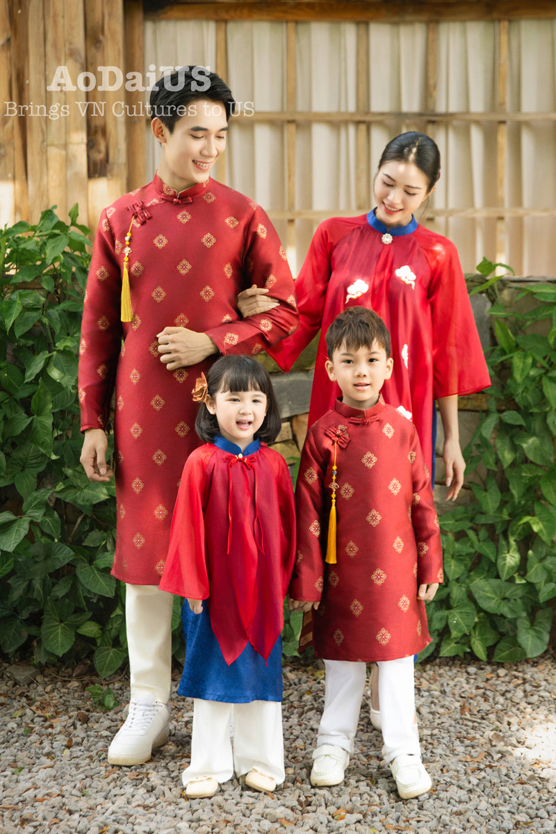 Red Tuyet Mai Matching Family Ao Dai | Áo Dài Gia Đình
