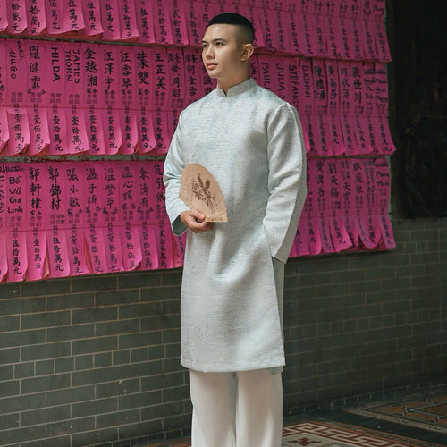Men Dress | Wood Pattern Modernzed Ao Dai For Men | Áo Dài Nam