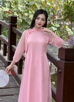 Pink Floral Ao Dai For Women | Vietnamese Modernized Dress