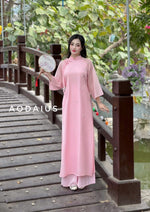 Pink Floral Ao Dai For Women | Vietnamese Modernized Dress