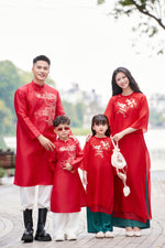 Red An Xuan Matching Family Ao Dai | Áo Dài Gia Đình