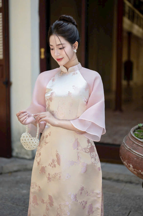 Gấm Vietnamese Traditional Ao Dai | Women Ao Dai | Double Layers Sleeves Ao dai