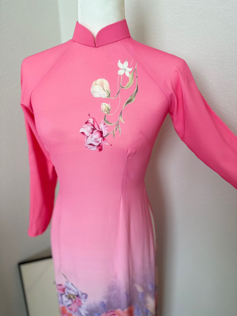 Pink 3D Printed Ao Dai | Áo Dài In Hoạ Tiết| Áo Dài Truyền Thống| Ao Dai For Women\Girl | KN24