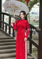 Red Velvet Ao Dai For Women NO Pants | Áo Dài Truyền Thống