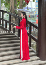 Red Velvet Ao Dai For Women NO Pants | Áo Dài Truyền Thống