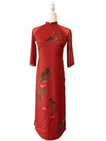 Pre-made Modernized Ao Dai Set | Red Modernized Vietnamese Ao Dai | Áo Dài Cách Tân