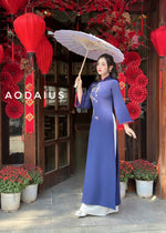 Navy Blue Ao Dai Dress With Loose Style For Women | Áo Dài Truyền Thống