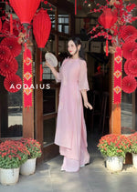 Pink\Green Double Layers Ao Dai For Women | Vietnamese Modernized Dress | Up to 10XL