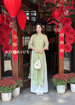 Pink\Green Double Layers Ao Dai For Women | Vietnamese Modernized Dress | Up to 10XL