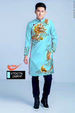 Aqua Blue Ao Dai Men Dress | Traditional Ao Dai For Men | Men Dress | Áo Dài Nam