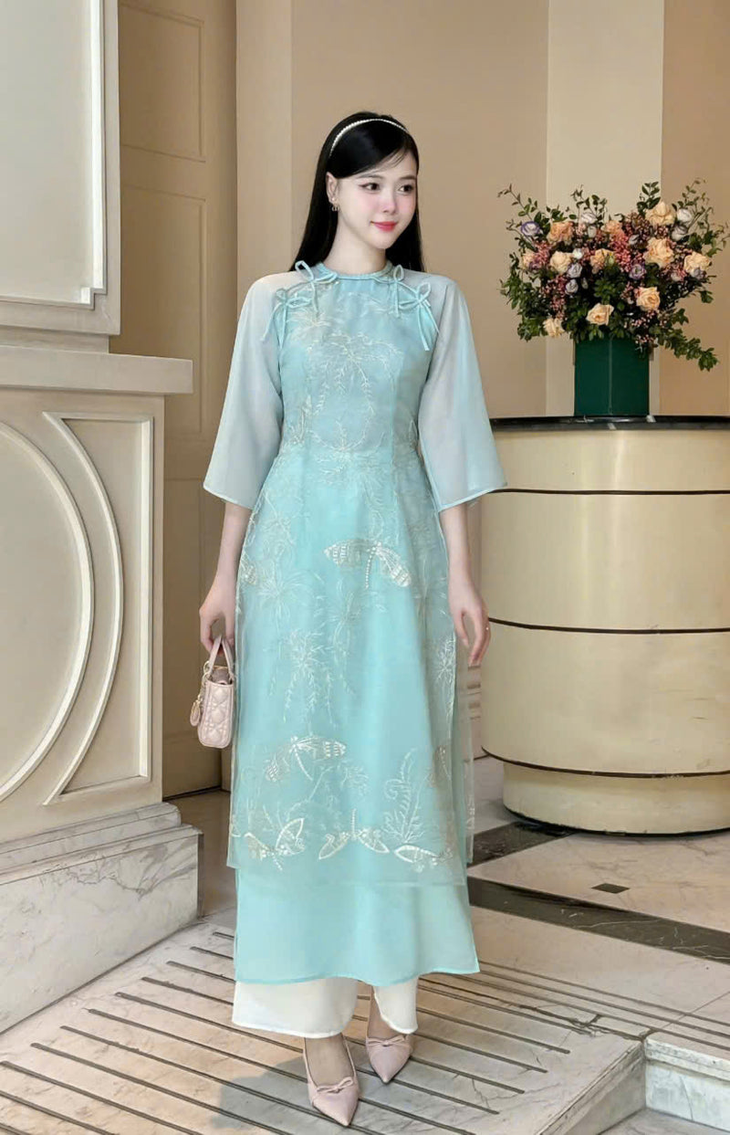 Green Modernized Dresses |  Ao Dai For Women | Áo Dài Cách Tân