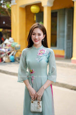 Lotus Embroidered Ao Dai | Ao Dai For Women | Ao Dai Viet Nam | Áo Dài Truyền Thống