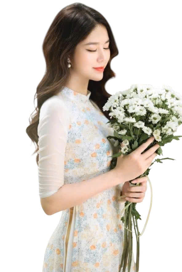 Mini Floral Vietnamese Traditional Dress | Long Dress Ao Dai | Women Ao Dai  Set