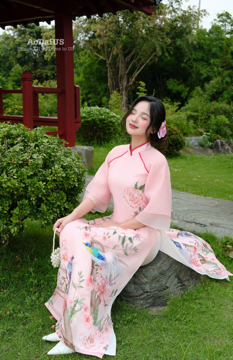Spring Blossom Modern Vietnamese Ao Dai No Pants A20