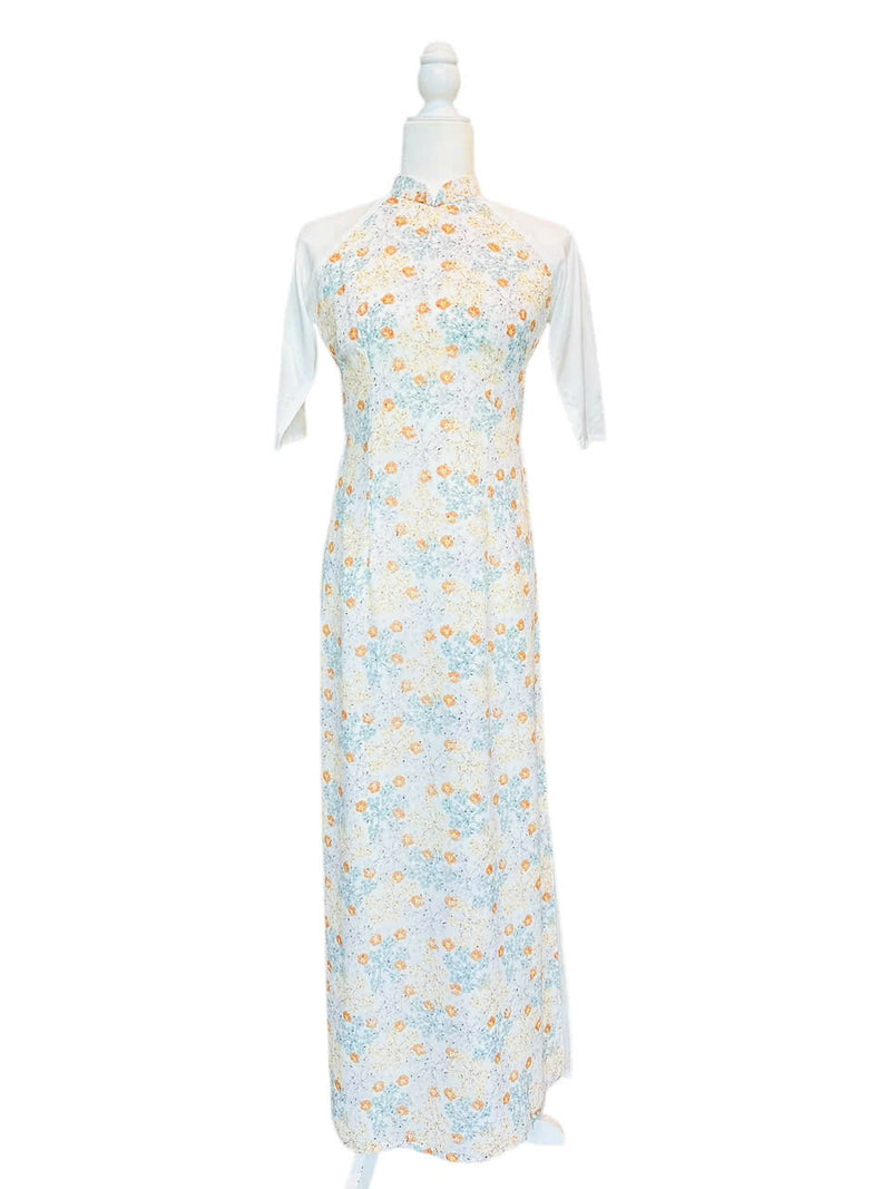 Mini Floral Vietnamese Traditional Dress | Long Dress Ao Dai | Women Ao Dai  Set