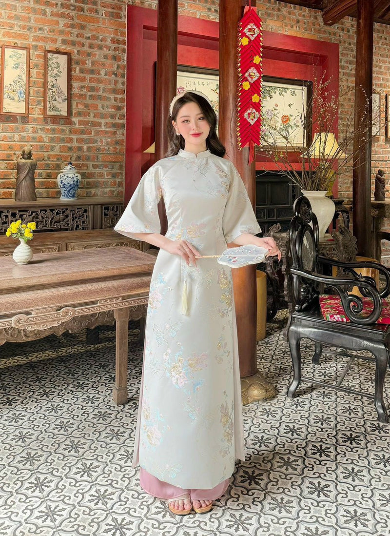 Modernized Vietnamese Dress | Ao Dai With Loose Sleeves | Ao Dai Viet Nam | Áo Dài Cách Tân