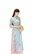 Ngọc Bình Áo Dài | Blue Red Vietnamese Traditional Dress for Women | Ao Dai For Wedding | Ao Dai Set