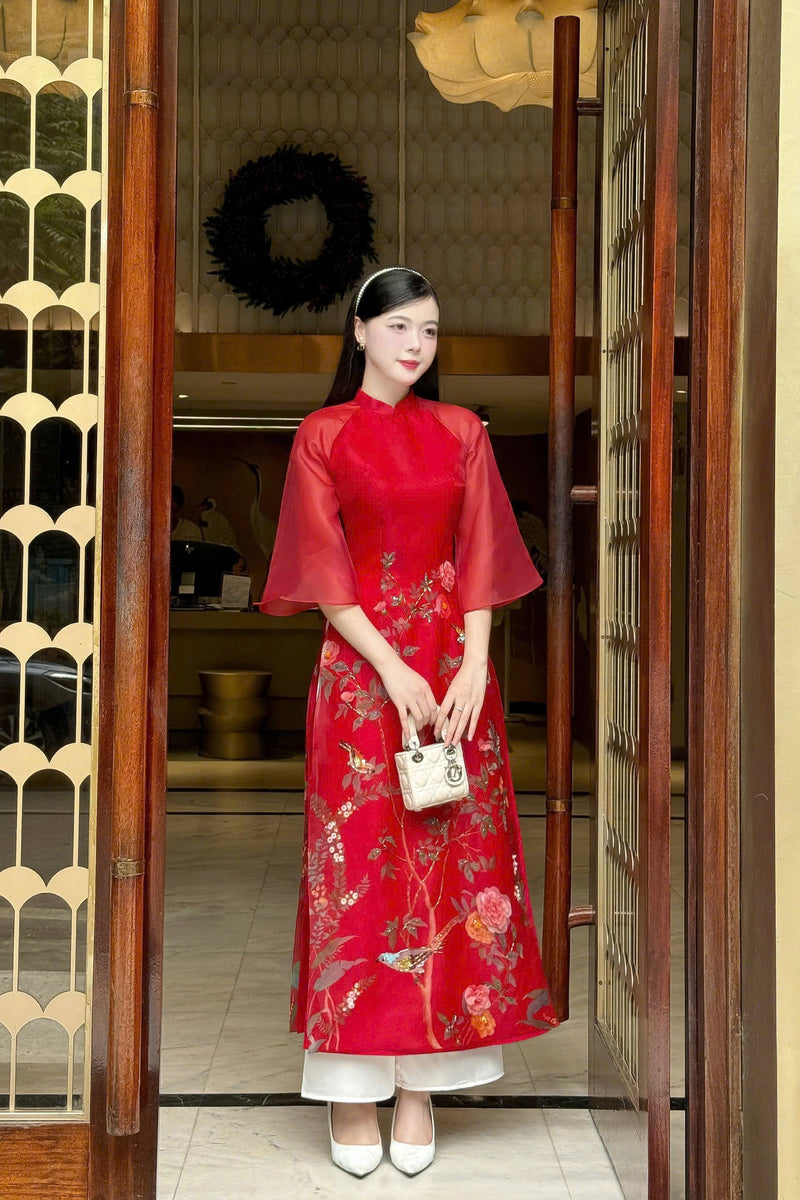 Red Matching Dresses Mom and Daughter | Áo Dài Đôi | B33