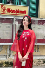 Red Ao Dai Dress | Vietnamese Modernized Dress | Luxury Ao Dai For Special Event