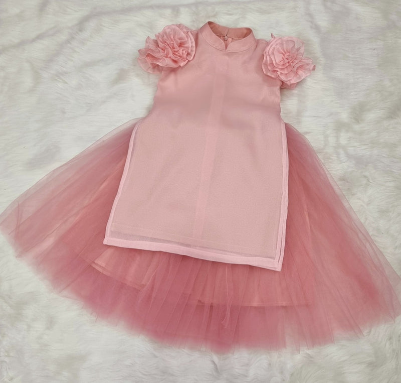 Pink Ao Dai For Kids | Áo Dài Bé gái | Kid Ao Dai | Modern Ao Dai For Girls | Ao Dai With Skirt