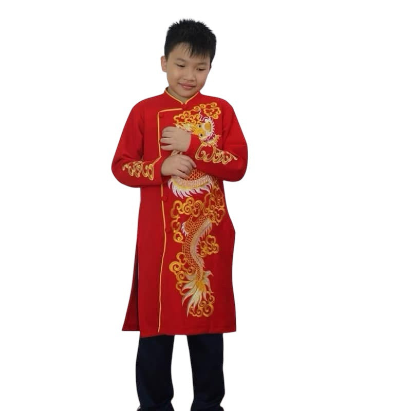 Boy Dress | Dragon Embroidered Ao Dai For Boys | Áo Dài Bé Trai