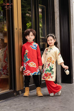 Siblings Ao Dai Dress | Boy Dress | Boy Ao Dai Top | Ao Dai For Girl| Áo Dài Bé Trai- Bé Gái