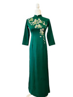 Pre-made Green Embroireded Vietnamese Ao Dai For Women | Ao Dai Viet Nam | Áo Dài Truyền Thống D18