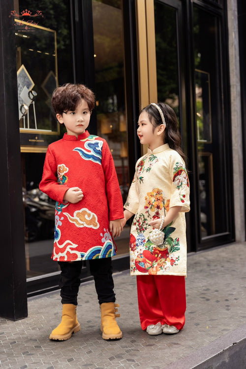 Siblings Ao Dai Dress | Boy Dress | Ao Dai For Girl| Áo Dài Bé Trai- Bé Gái A4