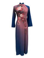 3D Printed Ao Dai For Women | Vietnamese Ao Dai - Round neck | Navy Ao Dai I7