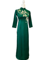 Pre-made Green Embroireded Vietnamese Ao Dai For Women | Ao Dai Viet Nam | Áo Dài Truyền Thống D18