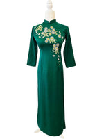 Pre-made Green Embroireded Vietnamese Ao Dai For Women | Ao Dai Viet Nam | Áo Dài Truyền Thống D18