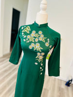 Pre-made Green Embroireded Vietnamese Ao Dai For Women | Ao Dai Viet Nam | Áo Dài Truyền Thống D18