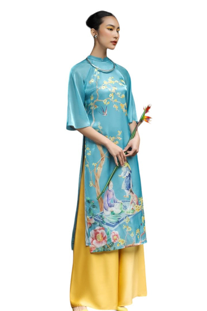 Modernized Dress | Blue Modernized Vietnamese Ao Dai | Ao Dai For Women | Áo Dài Cách Tân