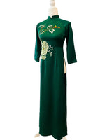 Pre-made Green Embroireded Vietnamese Ao Dai For Women | Ao Dai Viet Nam | Áo Dài Truyền Thống C29