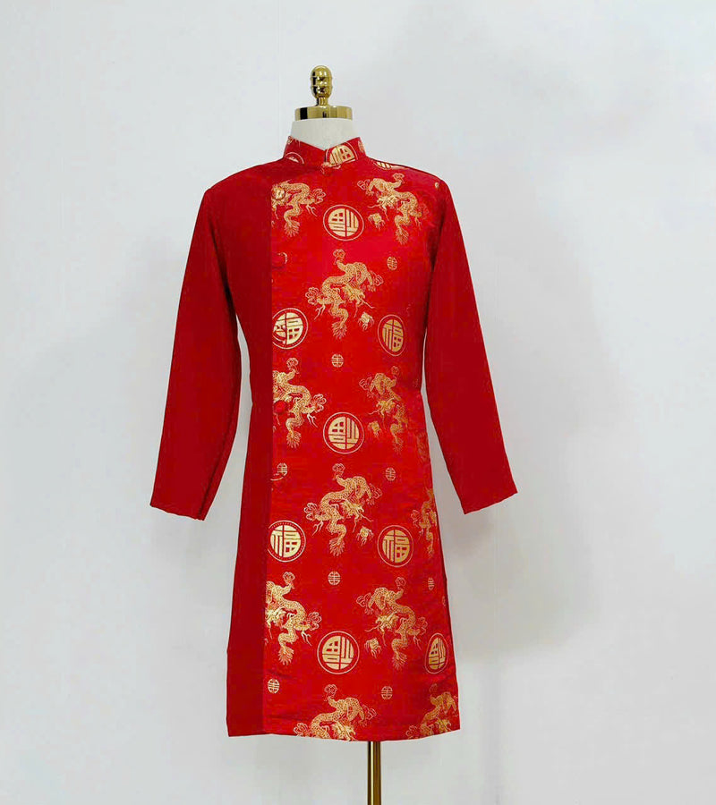 Vietnamese Traditional Ao Dai For Men | Men Dress | Áo Dài Nam | Jarquard Brocade Ao Dai Men