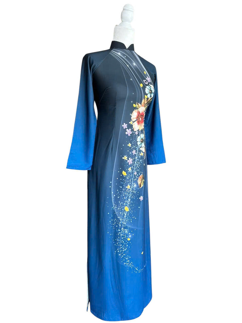 3D Printed Blue Ao Dai For Women | Vietnamese Ao Dai | NO PANTS E5