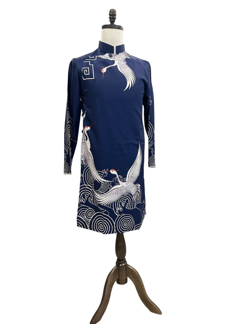 Bird Navy Traditional Ao Dai For Men | Men Dress | Áo Dài Nam F11