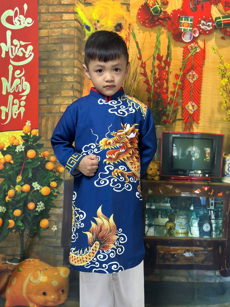 3D Dragon Ao Dai Kid | Dress For Boys | Áo Dài Bé Trai H23